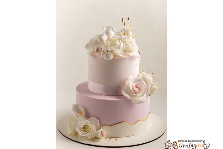 Торт Свадебный Розы пастель 0